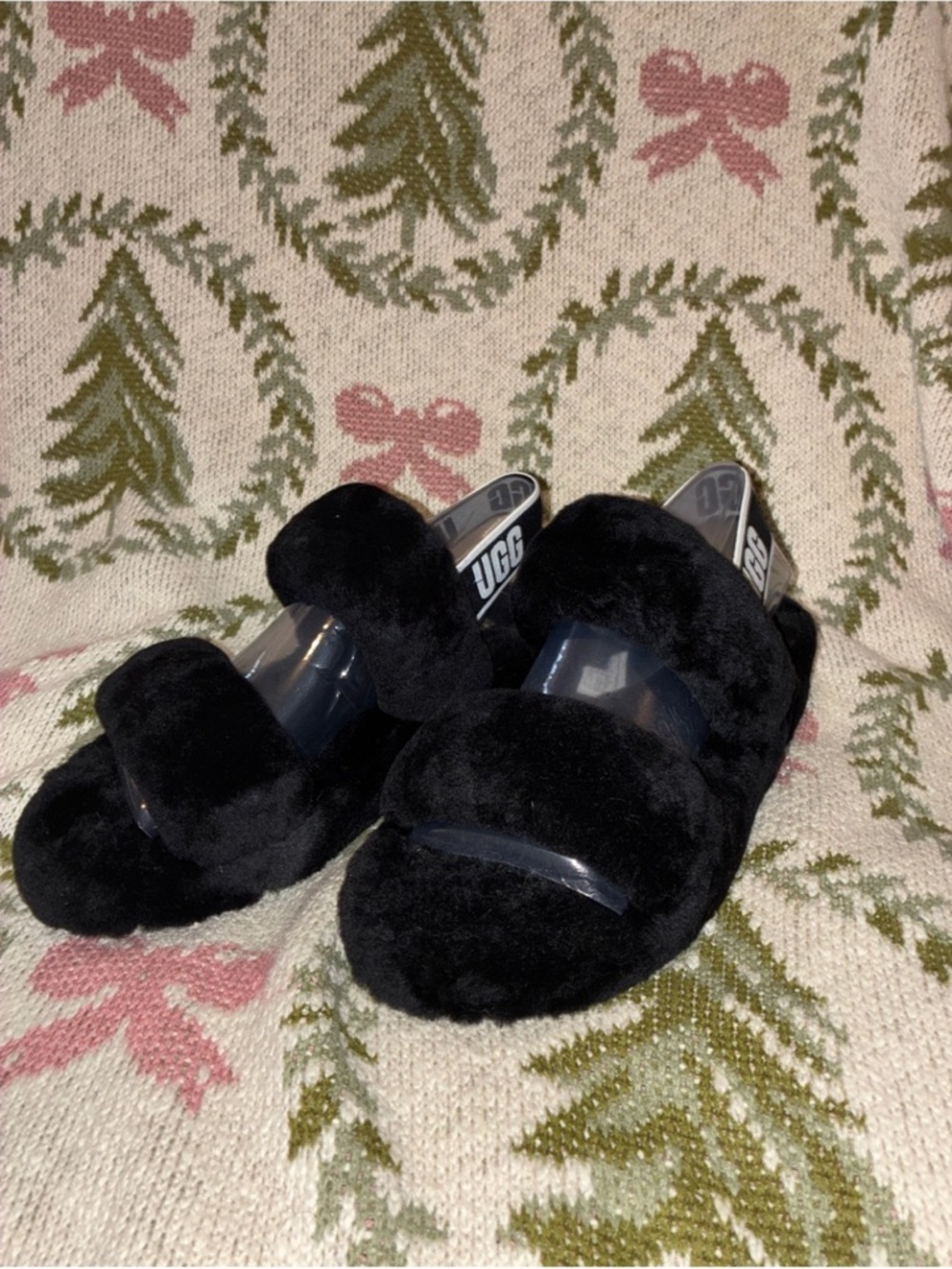 UGG Black Fuzz Slide Mule